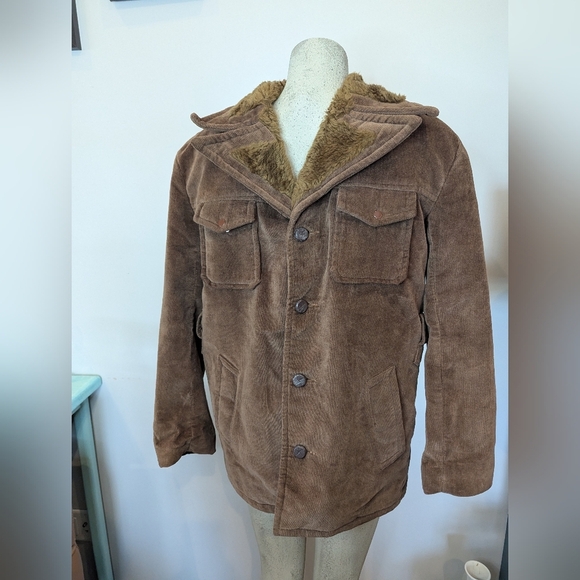 Vintage Bagpiper Men's Brown Corduroy Jacket with Faux Fur Lining Sz 48 (Medium) - Picture 6 of 14